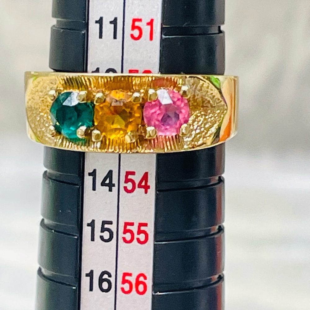 Vintage Gold Plated Birthstone mothers Band Ring Sz 6.25 Vintage Statement Y2K - Picture 11 of 12